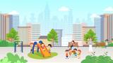 城市生活场景 公园玩耍MG动画高清AE视频素材下载