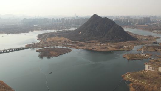 山东济南华山湖湿地秋冬航拍