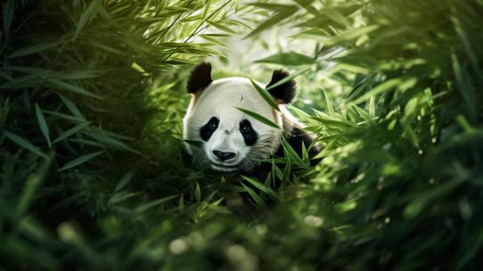 4K大熊猫吃竹子野生保护动物觅食自然国宝
