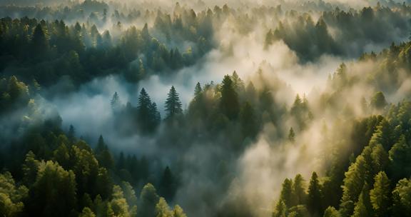 密林森林 云雾流动