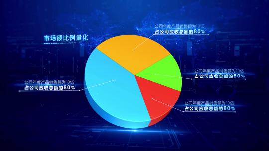 蓝色科技三维饼图数据图