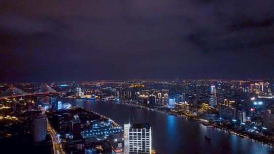 上海虹口区北外滩夜景航拍