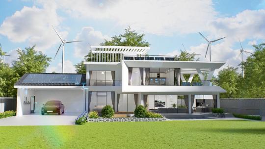 新能源光伏太阳能板别墅