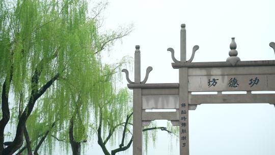 杭州钱王祠春天清明节雨天古建筑自然唯美