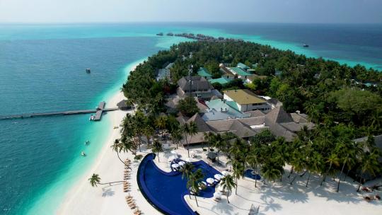 马尔代夫度假岛航拍视频素材模板下载