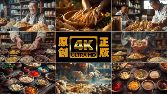 中医中药中草药老中医抓药中药房高清在线视频素材下载