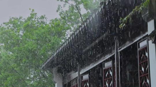 雨季雨天雨景屋檐雨滴古风建筑合集视频素材模板下载