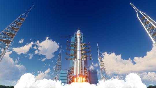 火箭发射 航天科技中国长征五号神舟十五号视频素材模板下载
