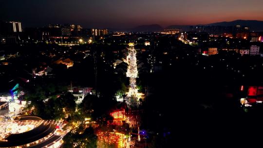 合集昆明官渡古镇夜景灯光航拍