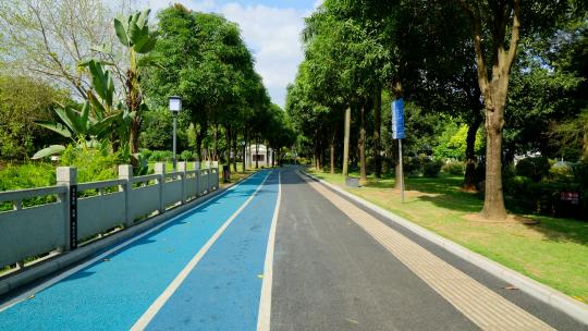 公园蓝色跑道