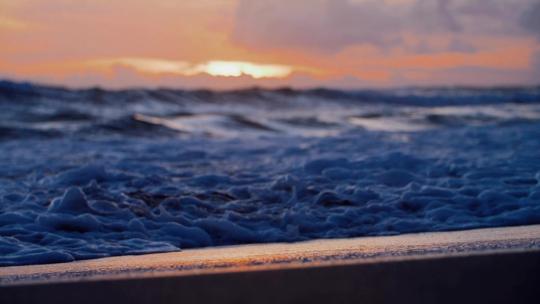 海滩，海浪落日素材