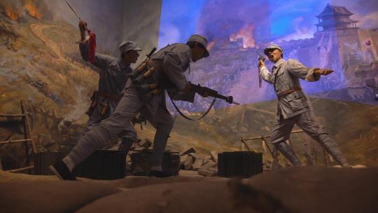 抗战时期人物场景雕像