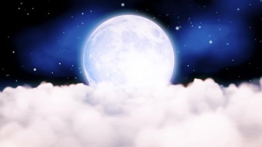唯美梦幻蓝色月亮月色背景视频