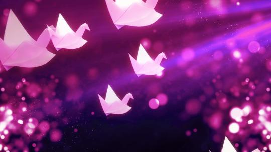 梦幻唯美紫色千纸鹤大屏幕背景视频素材