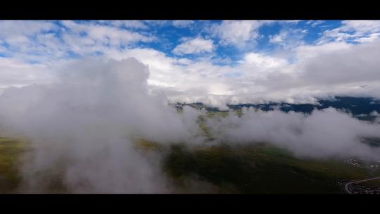 藏区风景云端航拍视频素材模板下载
