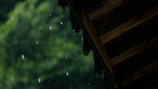 雨下屋檐下雨雨水惊蛰清明意境禅意古风空镜