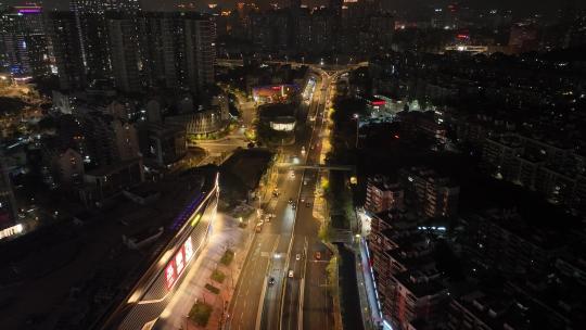夜晚车流俯拍城市交通航拍繁华道路都市公路视频素材模板下载