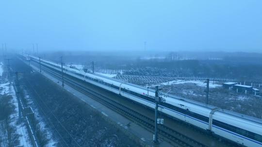 高铁  动车 冬天雪景 航拍 合集 4K