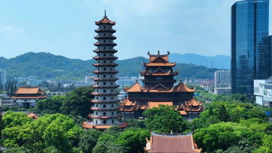 福州西禅古寺合集航拍城市寺庙古建筑景观