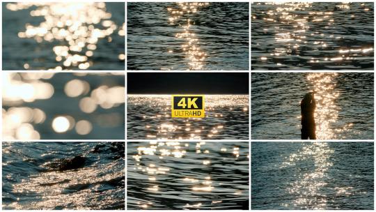 水面波纹波光粼粼金色湖面高清在线视频素材下载