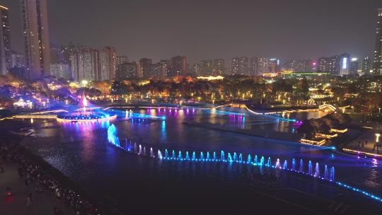 佛山文华公园灯光秀夜景