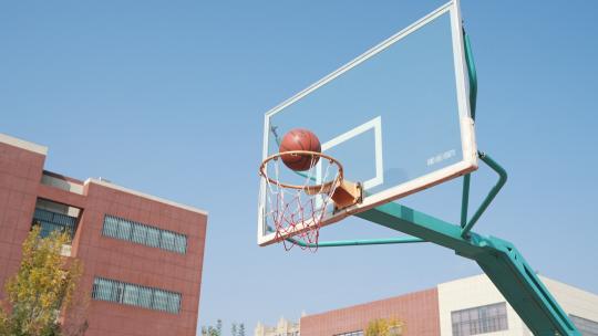 篮筐 篮球入网视频素材模板下载