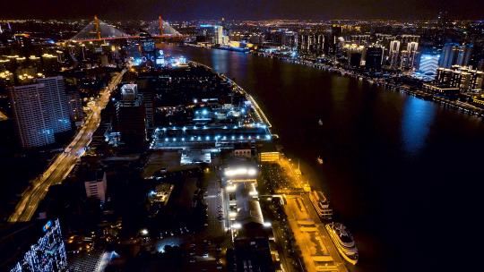 浦西虹口区夜景航拍