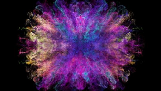 唯美紫色粒子粉末爆炸彩色流体烟雾特效视频