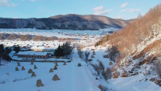 4k航拍雪后的山林