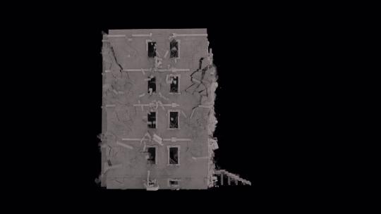 建筑楼房倒塌地面墙破碎特效合成+带通道11视频素材模板下载