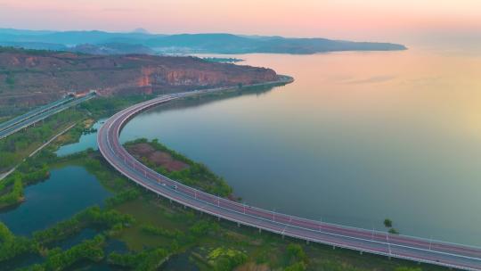 航拍滇池环湖路