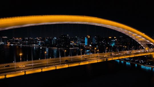 卢浦大桥夜景航拍