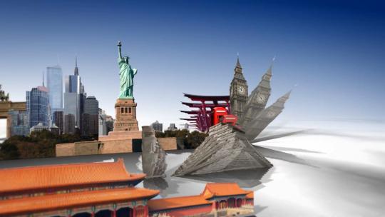 旅行vlog片头，建筑翻转，无插件宣传片