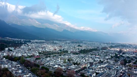 云南大理苍山下的古城城市航拍