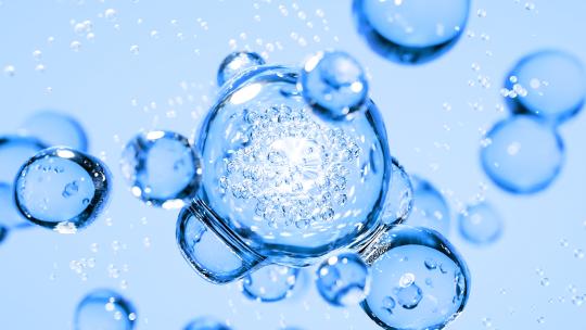 【原创】蓝色水精华融合玻尿酸水珠细胞分子