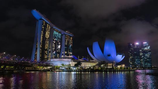 新加坡海湾日转夜间延时合集视频素材模板下载