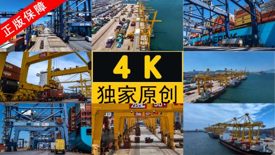 4K高清山东深圳港口码头集装箱物流运输高清在线视频素材下载