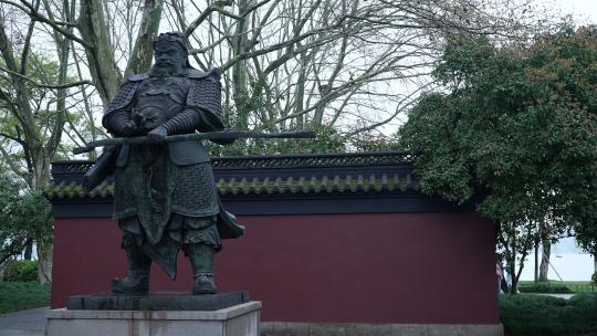 杭州钱王祠春天清明节雨天古建筑自然唯美