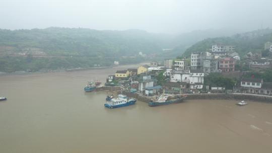 航拍浙江台州玉环市海滨风景