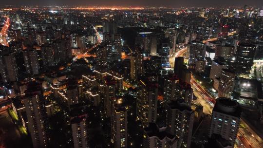 徐家汇商圈夜景航拍空镜