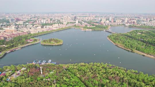中国吉林长春南湖公园航拍