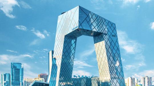 北京城市地标中央电视台新址建筑视频素材模板下载