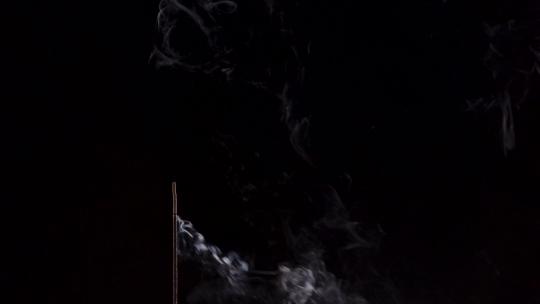 中式传统线香燃烧烟雾4K