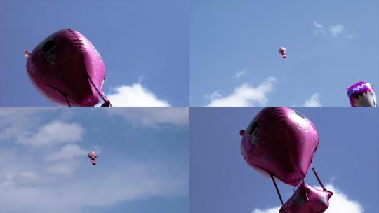 氢气球天空飞行高清在线视频素材下载
