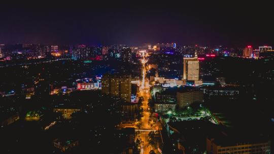 湖南益阳城市夜景交通航拍移动延时