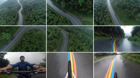 山地公路自行车户外骑行视频素材模板下载