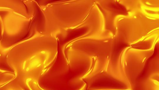 潮流动感橙色液态流体金属质感抽象循环背景