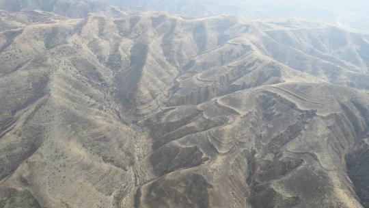 陕北土地贫瘠干旱的黄土高原地貌航拍视频素材模板下载