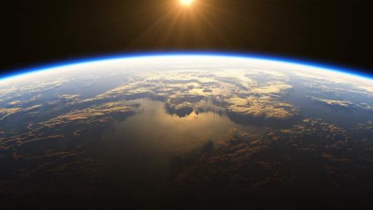 太空视角看地球上的日出