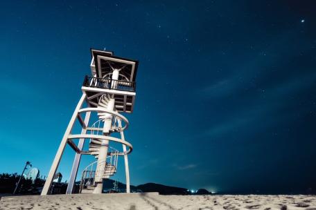 沙滩星空夜景延时拍摄